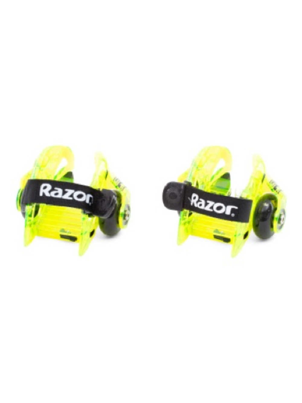 Razor Neon Yellow Strap-On Light-Up Heel Wheels with Black Logo Strap